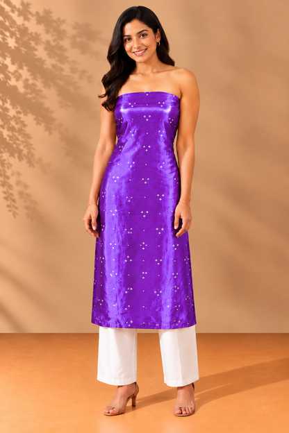 Bandhej [ Tie-Dye] Mashru Silk Unstitched Kurta Fabric  2.50 Mtr  Length  -  SKU : HM19A01M