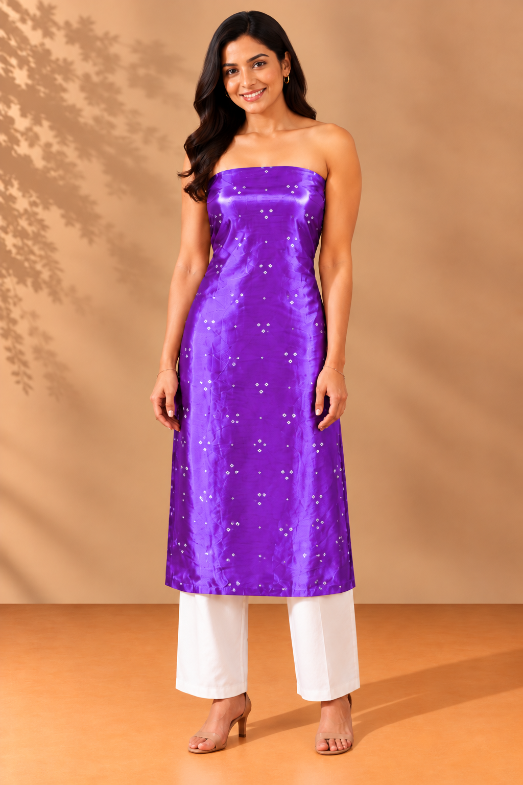 Bandhej [ Tie-Dye] Mashru Silk Unstitched Kurta Fabric  3.00 Mtr  Length  -  SKU : HM19A02M