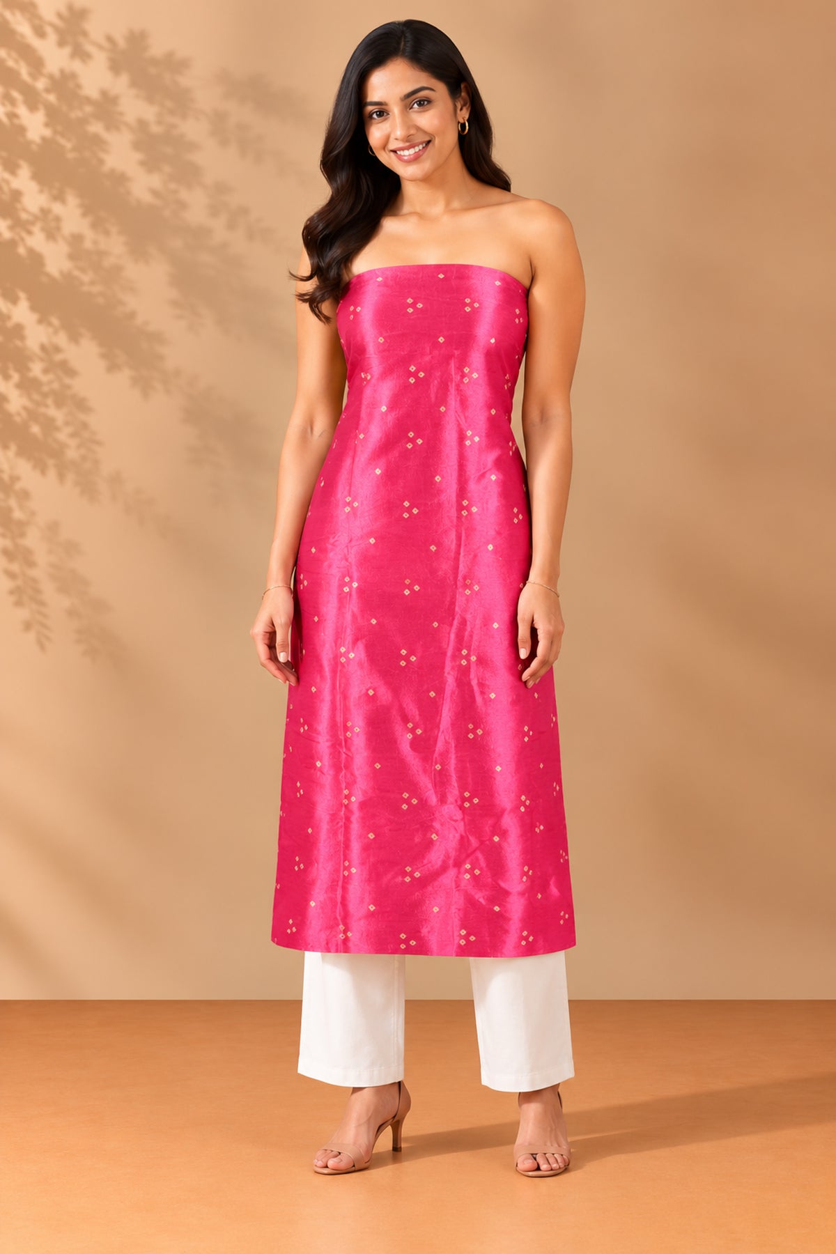 Bandhej [ Tie-Dye] Mashru Silk Unstitched Kurta Fabric  2.50 Mtr  Length  -  SKU : HM19A01K