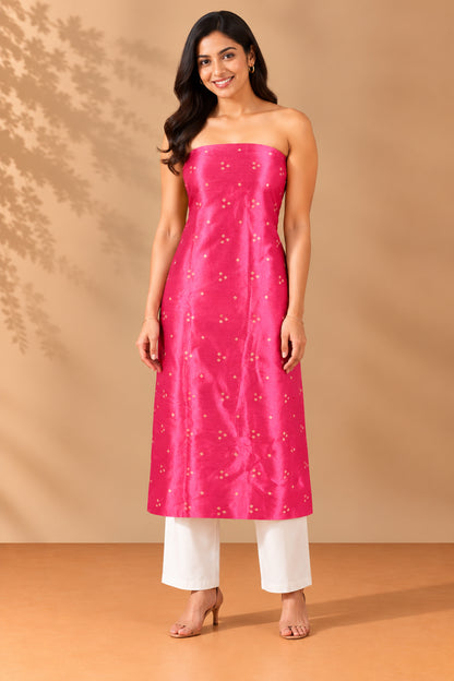 Bandhej [ Tie-Dye] Mashru Silk Unstitched Kurta Fabric  2.50 Mtr  Length  -  SKU : HM19A01K