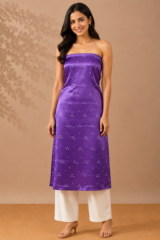 Bandhej [ Tie-Dye] Mashru Silk Unstitched Kurta Fabric   3.0 Mtr  Length  -  SKU : HM02C02F