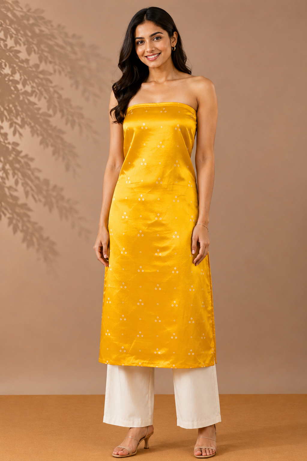 Bandhej [ Tie-Dye] Mashru Silk Unstitched Kurta Fabric   2.5 Mtr  Length  -  SKU : HM02C01I