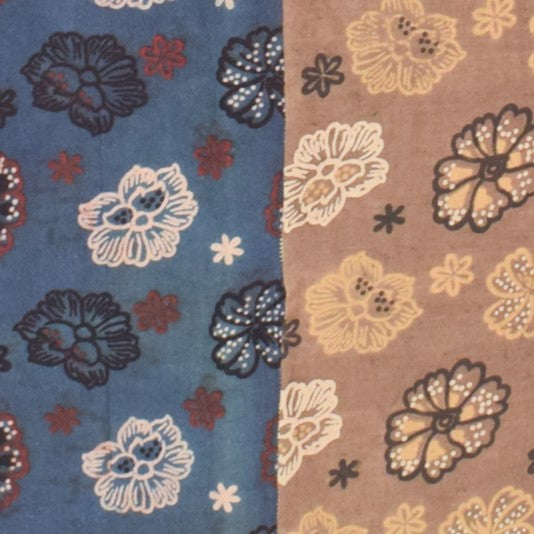 Ajrakh Cotton Natural Dye Applique Work Unstitched Kurta Fabric    2.5 Mtr  Length  -  SKU : EK18B02E