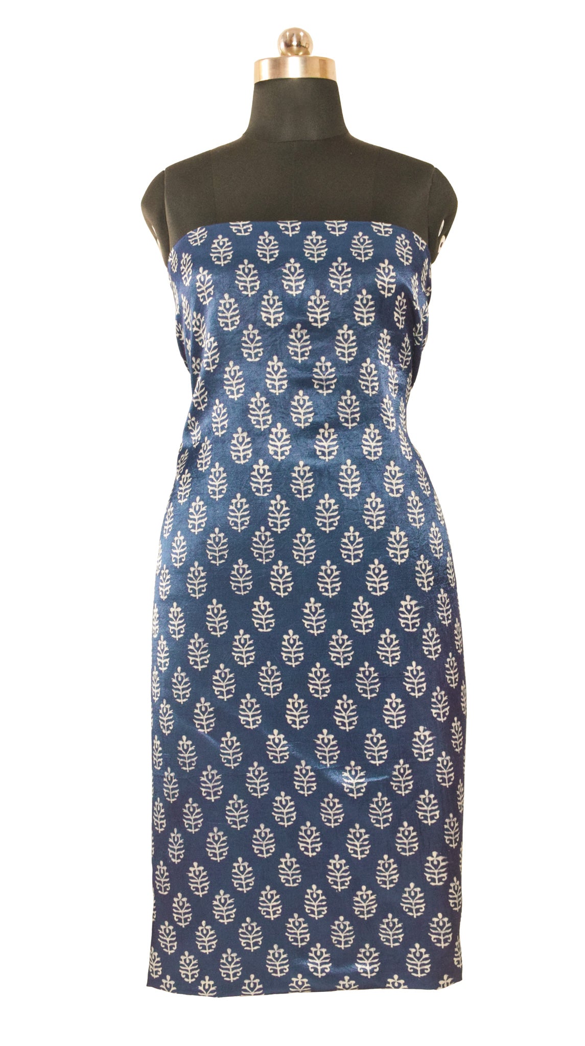 Screen Print Hand Printed Mashru Silk Unstitched Kurta Fabric   3 Mtr  Length  -  SKU : HM01C06B