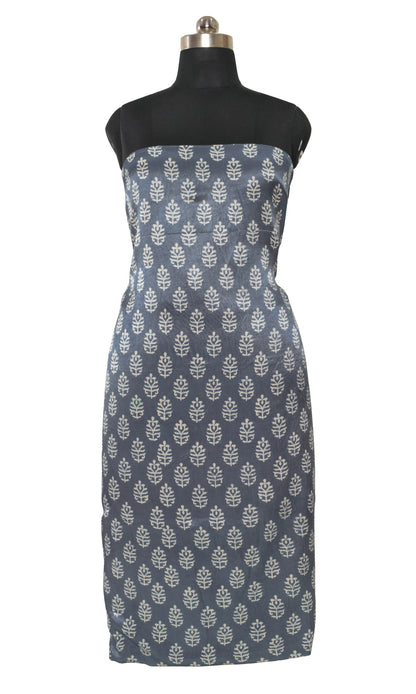 Screen Print Hand Printed Mashru Silk Unstitched Kurta Fabric   2.5 Mtr  Length  -  SKU : HM01C05A