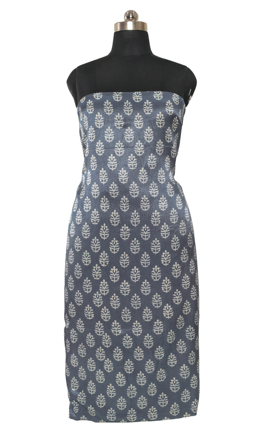 Screen Print Hand Printed Mashru Silk Unstitched Kurta Fabric   2.5 Mtr  Length  -  SKU : HM01C05A