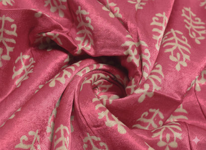 Screen Print Hand Printed Mashru Silk Unstitched Kurta Fabric   2.5 Mtr  Length  -  SKU : HM01C05C