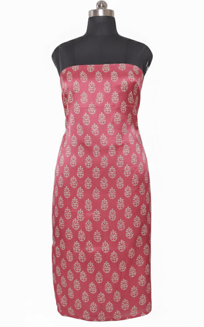 Screen Print Hand Printed Mashru Silk Unstitched Kurta Fabric   3 Mtr  Length  -  SKU : HM01C06C