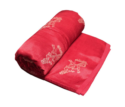 Screen Print Hand Printed Mashru Silk Unstitched Kurta Fabric    2.5 Mtr  Length  -  SKU : HM16C01P
