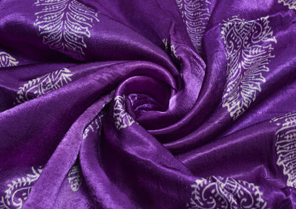 Screen Print Hand Printed Mashru Silk Unstitched Kurta Fabric    2.5 Mtr  Length  -  SKU : HM16C01S