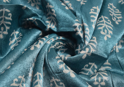 Screen Print Hand Printed Mashru Silk Unstitched Kurta Fabric    2.5 Mtr  Length  -  SKU : HM16C01K