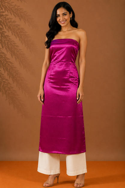 Grain [Dani] Weave Mashru Silk Unstitched Kurta Fabric   2.5 Mtr  Length  -  SKU : 0075-PKBK