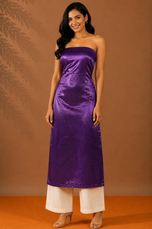 Grain [Dani] Weave Mashru Silk Unstitched Kurta Fabric   2.5 Mtr  Length  -  SKU : 0075-PUBK