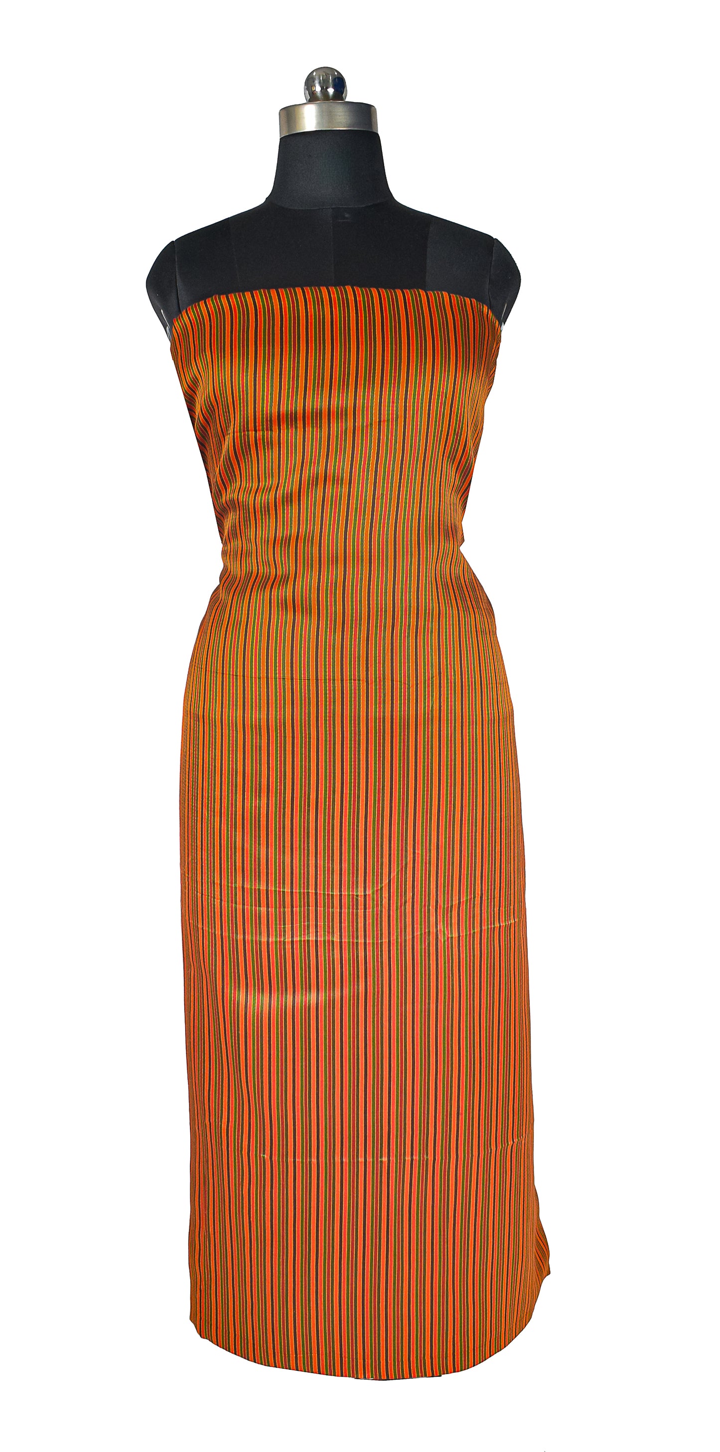 Handloom Woven Mashru Silk Handloom Fine Stripes Unstitched Kurta Fabric 36 Inch Width   3 Mtr  Length  -  SKU : HM07303A