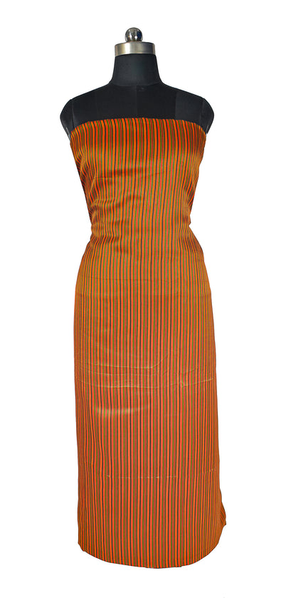 Handloom Woven Mashru Silk Handloom Fine Stripes Unstitched Kurta Fabric 36 Inch Width   3 Mtr  Length  -  SKU : HM07303A