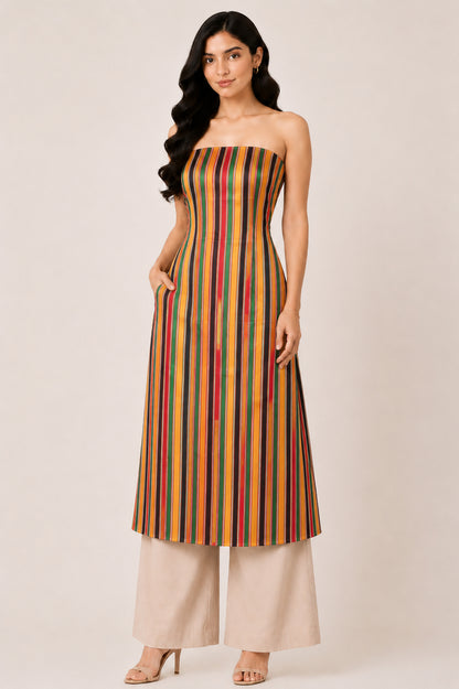 Handloom Woven Mashru Silk Handloom Fine Stripes Unstitched Kurta Fabric 36 Inch Width  2.00 Mtr  Length  -  SKU : HM30401A