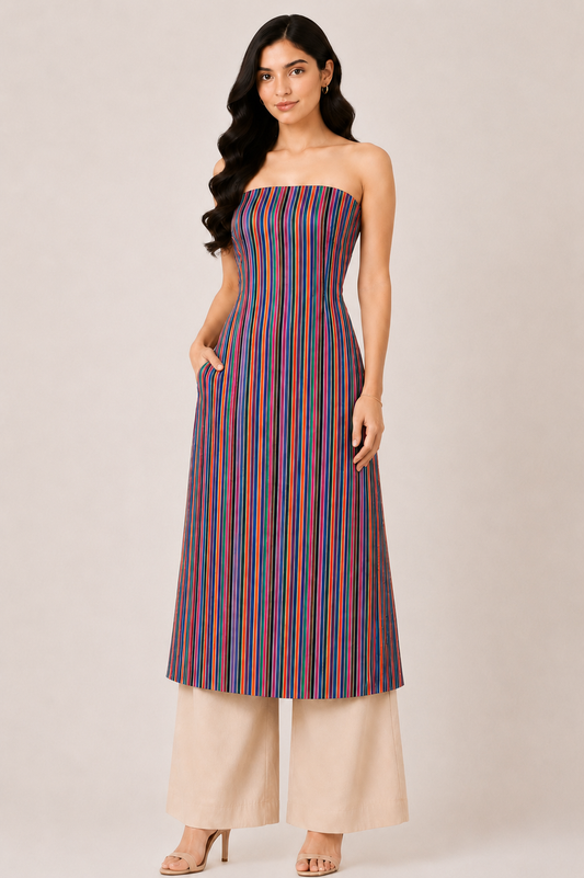 Handloom Woven Mashru Silk Handloom Fine Stripes Unstitched Kurta Fabric 36 Inch Width  2.00 Mtr  Length  -  SKU : HM30401C