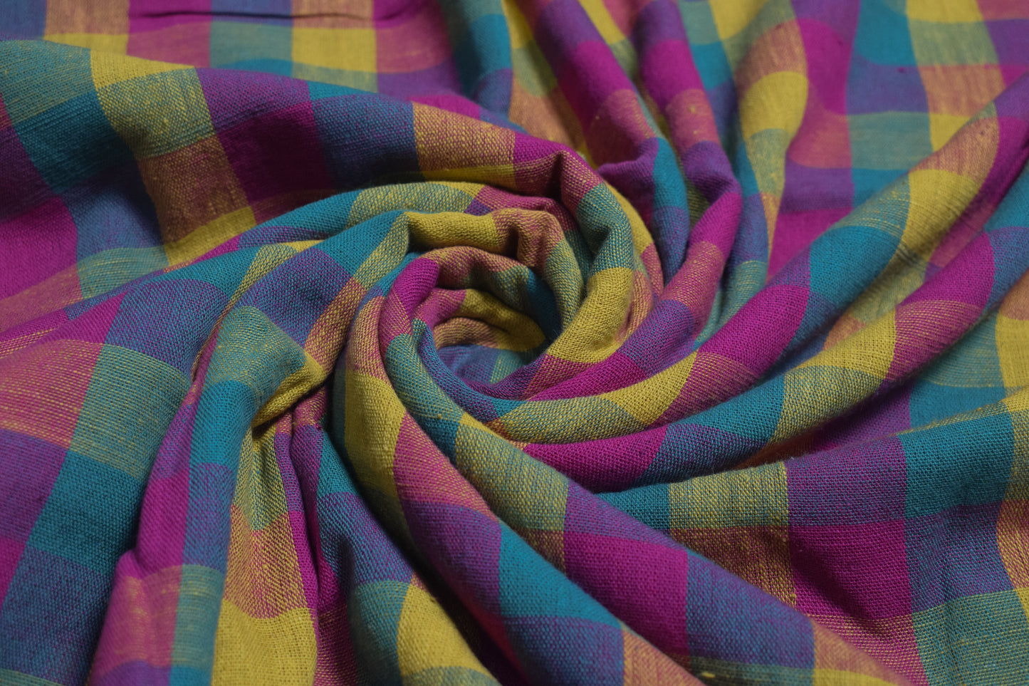 Weaving Design Kala Cotton Small Chex Designs Handloom Woven Unstitched Kurta Fabric  2.50 Mtr  Length  -  SKU : DB26602A