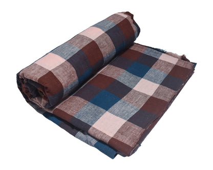 Weaving Design Kala Cotton Small Chex Designs Handloom Woven Unstitched Kurta Fabric  Mtr Length  2.5 Mtr  Length  -  SKU : DB27501A