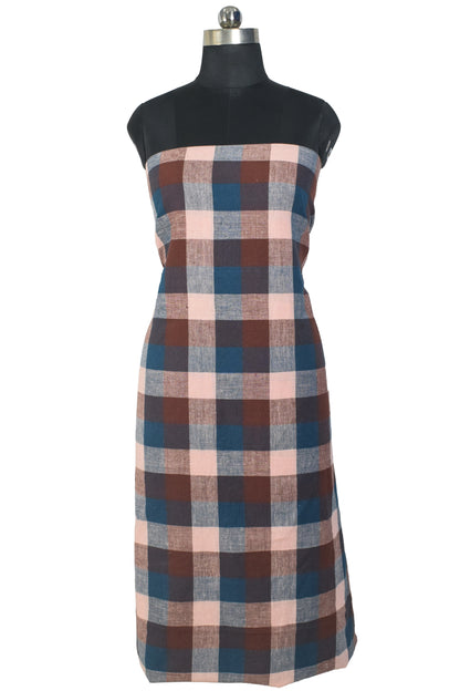 Weaving Design Kala Cotton Small Chex Designs Handloom Woven Unstitched Kurta Fabric  Mtr Length  2.5 Mtr  Length  -  SKU : DB27501A