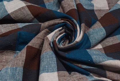 Weaving Design Kala Cotton Small Chex Designs Handloom Woven Unstitched Kurta Fabric  Mtr Length  2.5 Mtr  Length  -  SKU : DB27501A