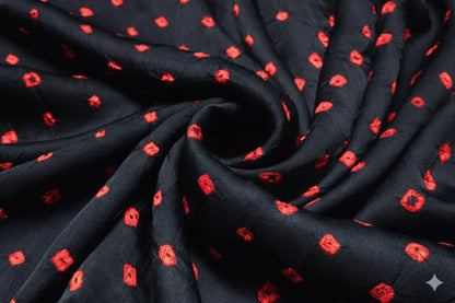 Bandhej [ Tie-Dye] Modal Silk Single Colour Bandhani Unstitched Kurta Fabric 2.5 Mtr  Length  -  SKU : 0090-BKRE
