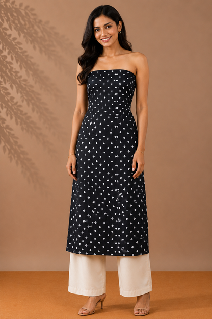 Bandhej [ Tie-Dye] Modal Silk Single Colour Bandhani Unstitched Kurta Fabric 2.5 Mtr  Length  -  SKU : 0090-BKWH
