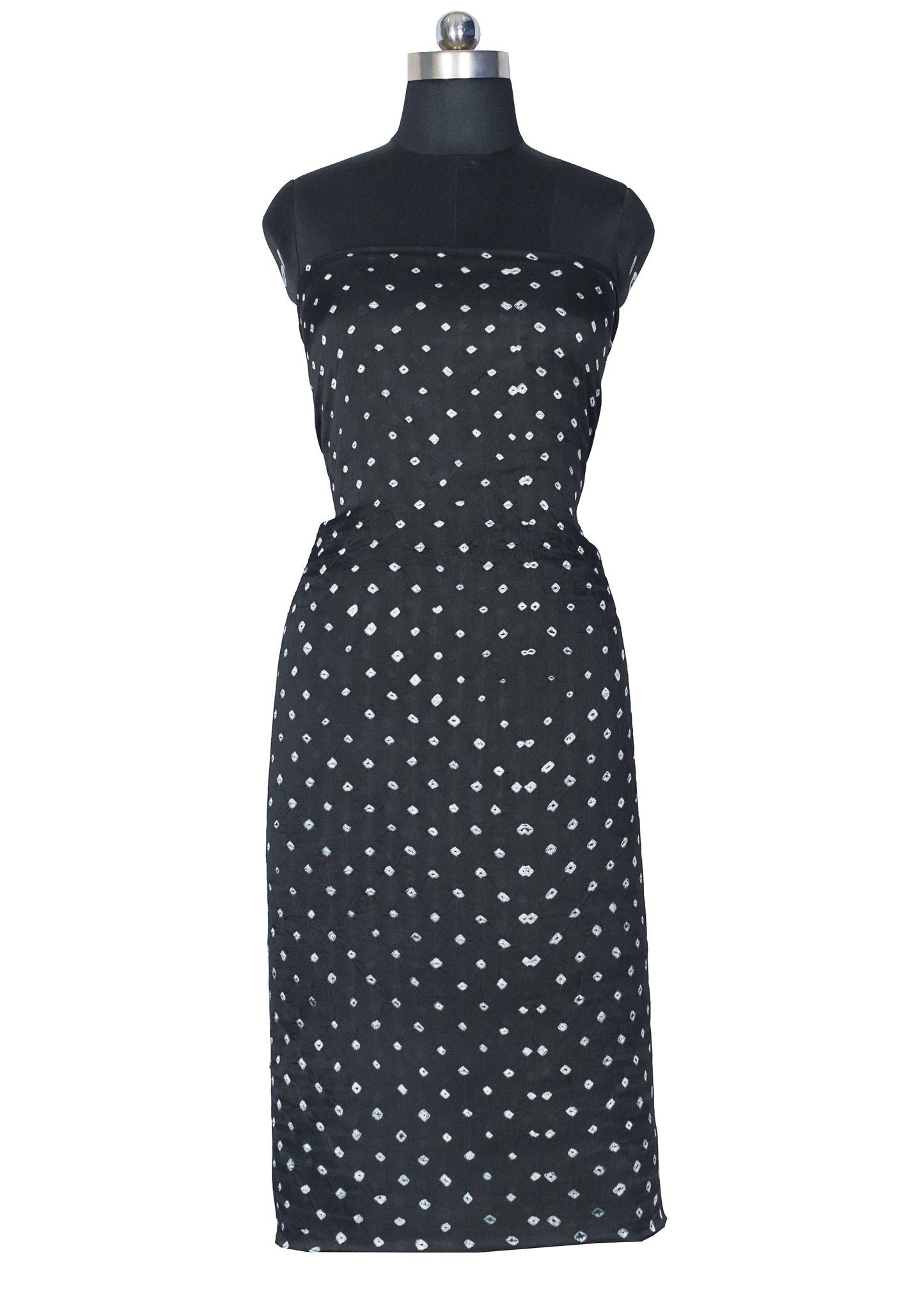 Bandhej [ Tie-Dye] Modal Silk Single Colour Bandhani Unstitched Kurta Fabric  Mtr Length  2.5 Mtr  Length  -  SKU : 0090-BKWH