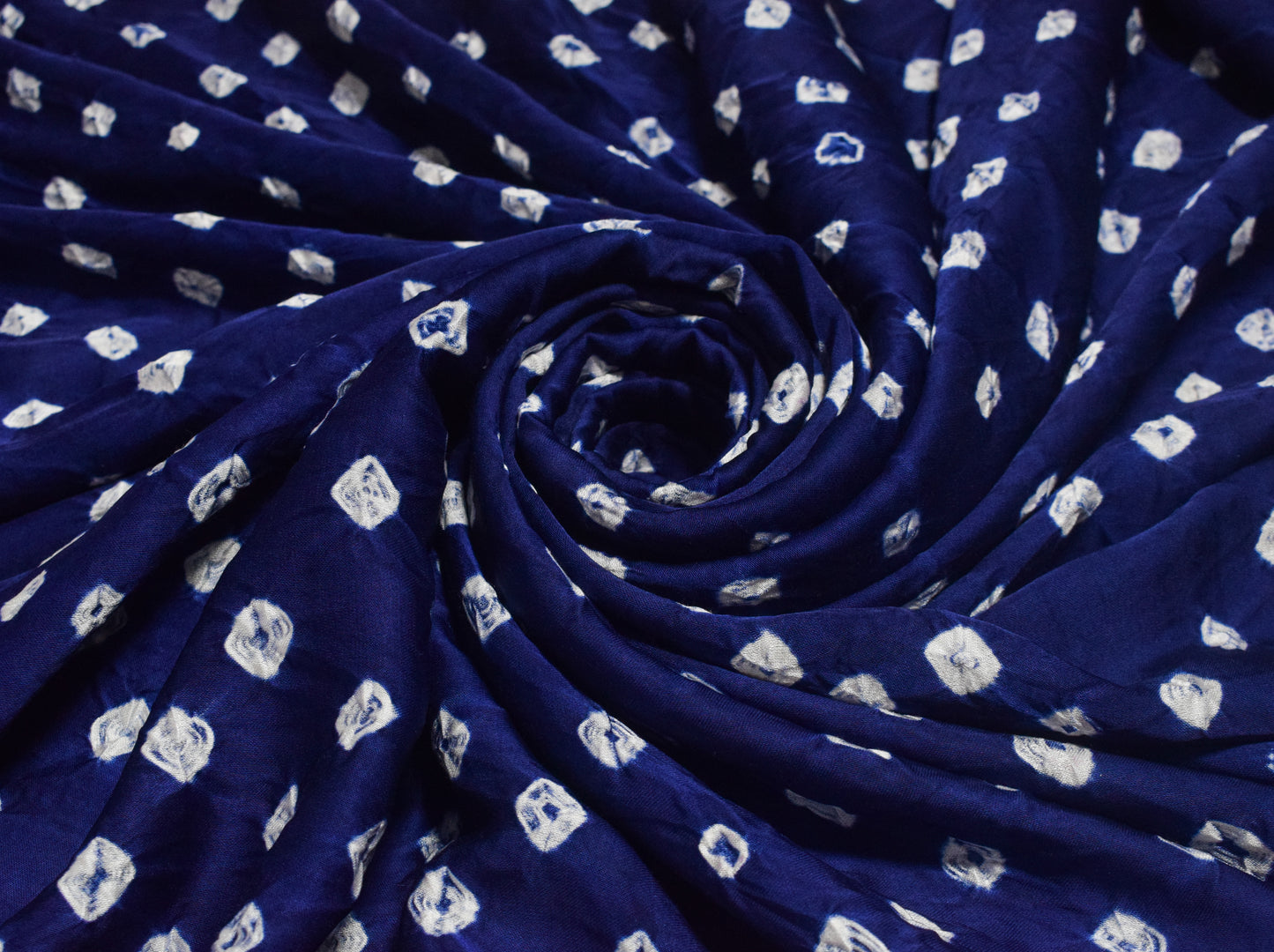 Bandhej [ Tie-Dye] Modal Silk Single Colour Bandhani Unstitched Kurta Fabric 2.5 Mtr  Length  -  SKU : 0090-BLWH