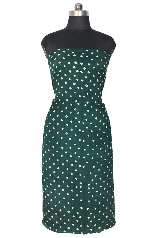 Bandhej [ Tie-Dye] Modal Silk Single Colour Bandhani Unstitched Kurta Fabric  Mtr Length  2.5 Mtr  Length  -  SKU : 0090-GRWH