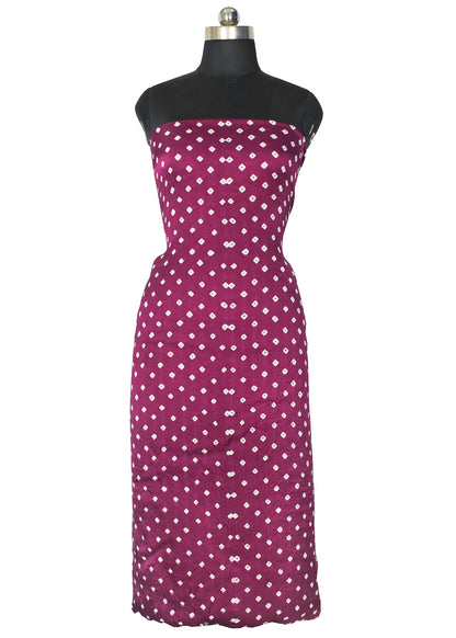 Bandhej [ Tie-Dye] Modal Silk Single Colour Bandhani Unstitched Kurta Fabric  Mtr Length  2.5 Mtr  Length  -  SKU : 0090-MGWH