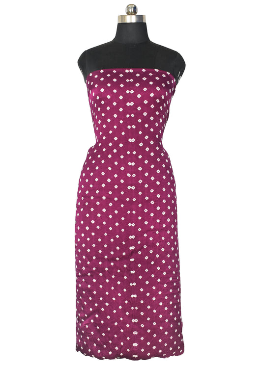 Bandhej [ Tie-Dye] Modal Silk Single Colour Bandhani Unstitched Kurta Fabric  Mtr Length  2.5 Mtr  Length  -  SKU : 0090-MGWH