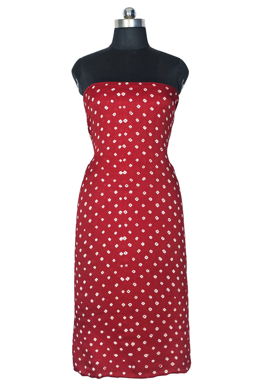 Bandhej [ Tie-Dye] Modal Silk Single Colour Bandhani Unstitched Kurta Fabric  Mtr Length  2.5 Mtr  Length  -  SKU : 0090-MRWH