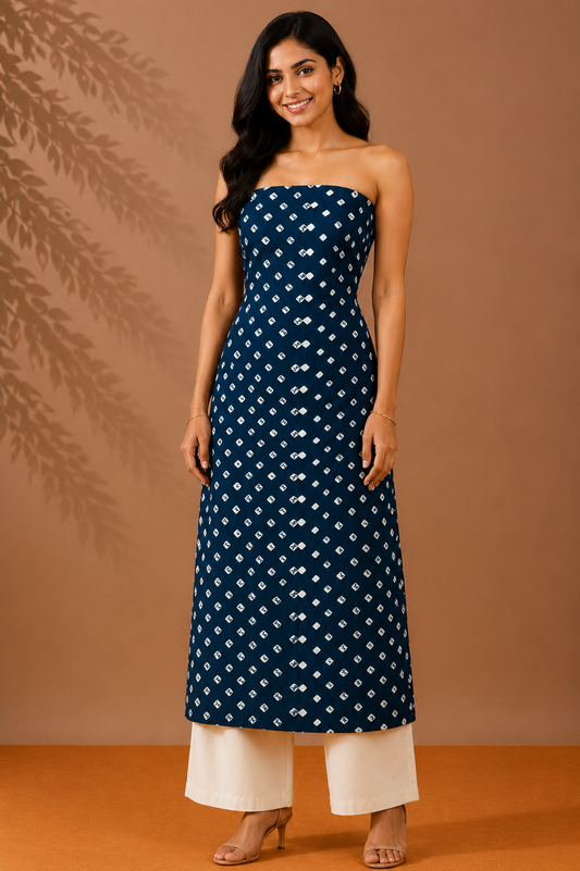Bandhej [ Tie-Dye] Modal Silk Single Colour Bandhani Unstitched Kurta Fabric 2.5 Mtr  Length  -  SKU : 0090-PBWH