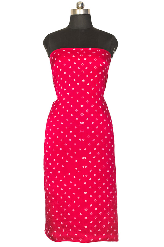 Bandhej [ Tie-Dye] Modal Silk Single Colour Bandhani Unstitched Kurta Fabric  Mtr Length  2.5 Mtr  Length  -  SKU : 0090-PKWH