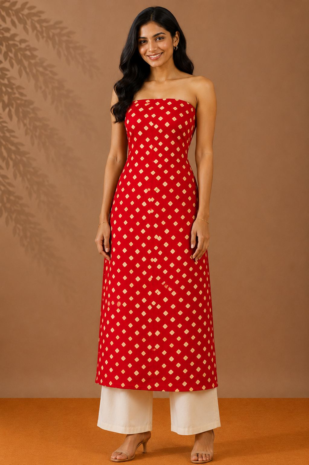 Bandhej [ Tie-Dye] Modal Silk Single Colour Bandhani Unstitched Kurta Fabric 2.5 Mtr  Length  -  SKU : 0090-REWH