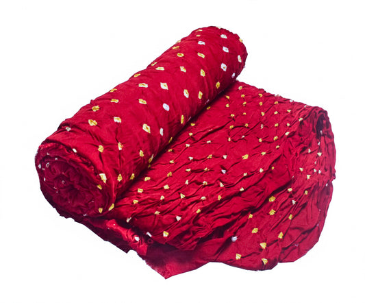 Bandhej [ Tie-Dye] Modal Silk Single Colour Bandhani Unstitched Kurta Fabric  Mtr Length  2.5 Mtr  Length  -  SKU : 0090-REWH