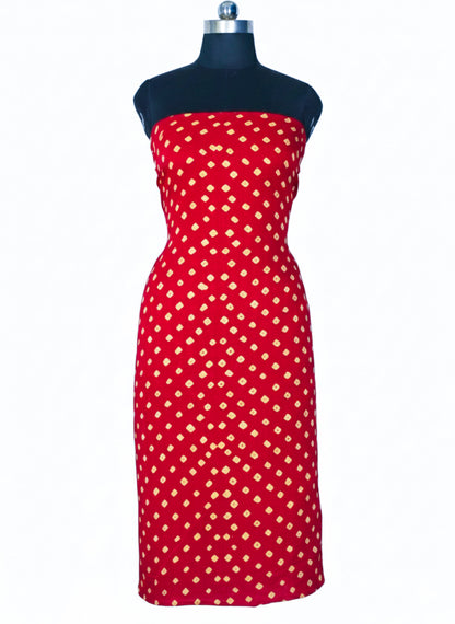 Bandhej [ Tie-Dye] Modal Silk Single Colour Bandhani Unstitched Kurta Fabric  Mtr Length  2.5 Mtr  Length  -  SKU : 0090-REWH