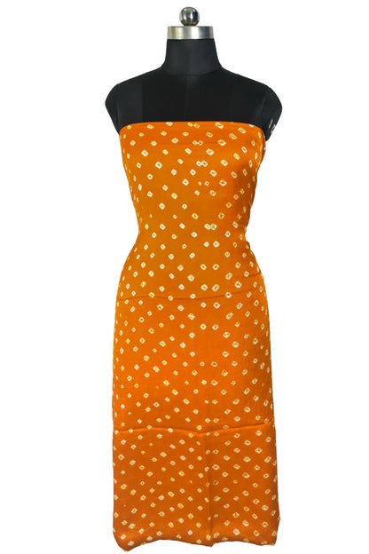 Bandhej [ Tie-Dye] Modal Silk Single Colour Bandhani Unstitched Kurta Fabric  Mtr Length  2.5 Mtr  Length  -  SKU : 0090-RUWH