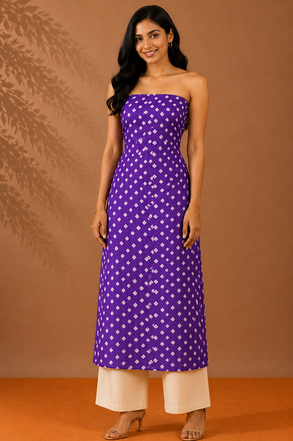 Bandhej [ Tie-Dye] Modal Silk Single Colour Bandhani Unstitched Kurta Fabric 2.5 Mtr  Length  -  SKU : 0090-VIWH
