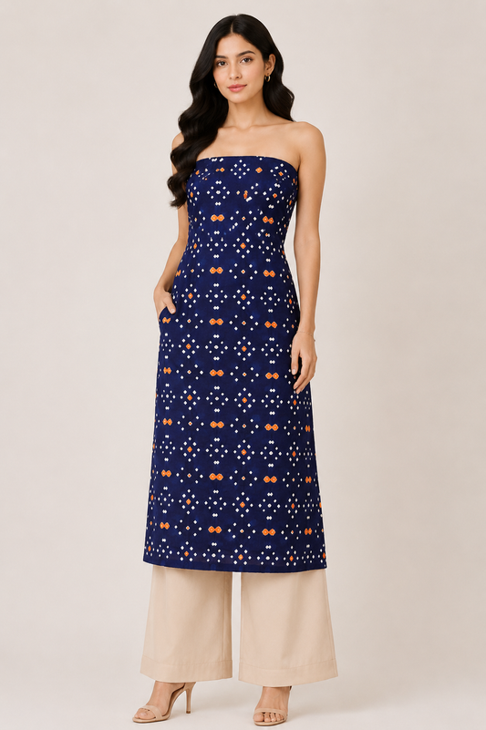 Bandhej [ Tie-Dye] Modal Silk Multi (Bandhej - Tie Dye) Unstitched Kurta Fabric  Mtr Length  2.5 Mtr  Length  -  SKU : 0091-BLYE