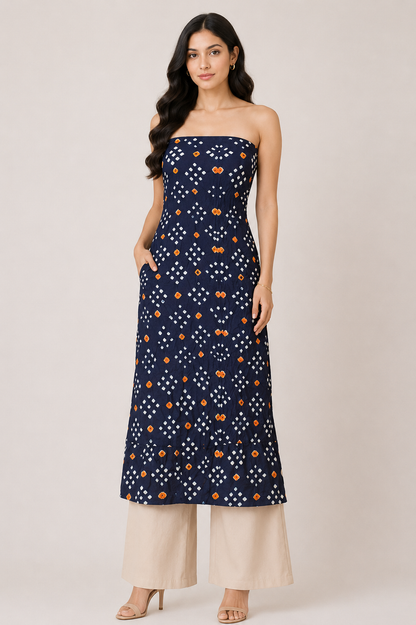 Bandhej [ Tie-Dye] Modal Silk Multi (Bandhej - Tie Dye) Unstitched Kurta Fabric  Mtr Length  2.5 Mtr  Length  -  SKU : 0091-NBYE