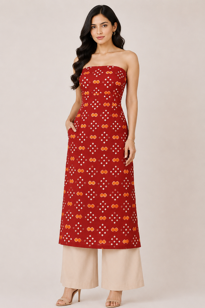 Bandhej [ Tie-Dye] Modal Silk Multi (Bandhej - Tie Dye) Unstitched Kurta Fabric  Mtr Length  2.5 Mtr  Length  -  SKU : 0091-REYE