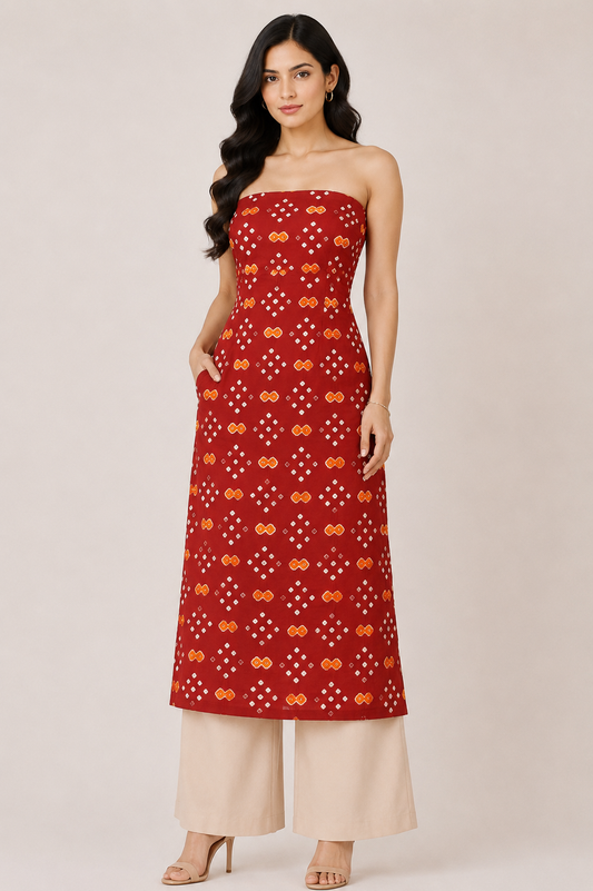 Bandhej [ Tie-Dye] Modal Silk Multi (Bandhej - Tie Dye) Unstitched Kurta Fabric  Mtr Length  2.5 Mtr  Length  -  SKU : 0091-REYE