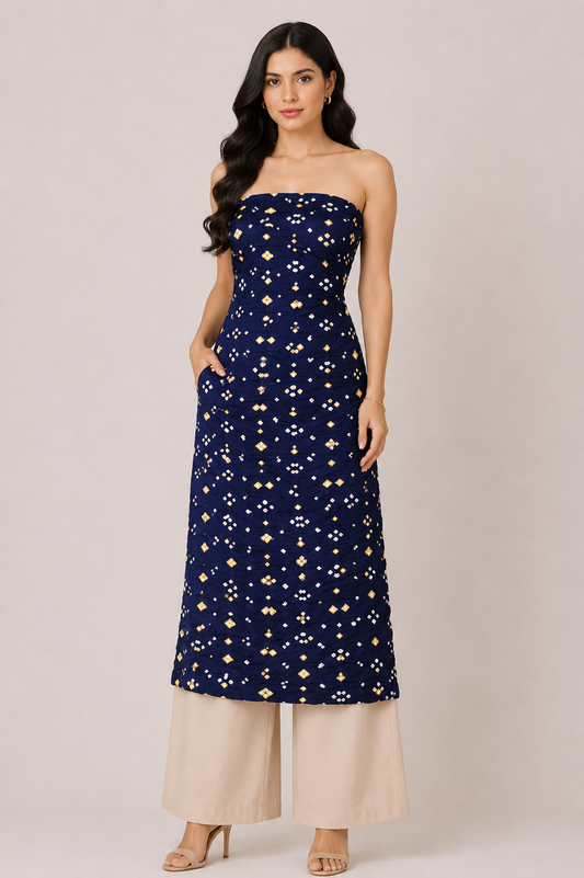 Multi (Bandhej - Tie Dye) Modal Silk Unstitched Kurta Fabric  Mtr Length  2.5 Mtr  Length  -  SKU : KH25801E