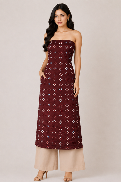 Multi (Bandhej - Tie Dye) Modal Silk Unstitched Kurta Fabric  Mtr Length  3 Mtr  Length  -  SKU : KH23802A