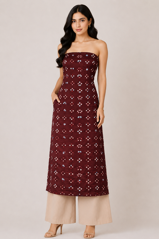 Multi (Bandhej - Tie Dye) Modal Silk Unstitched Kurta Fabric  Mtr Length  3 Mtr  Length  -  SKU : KH23802A