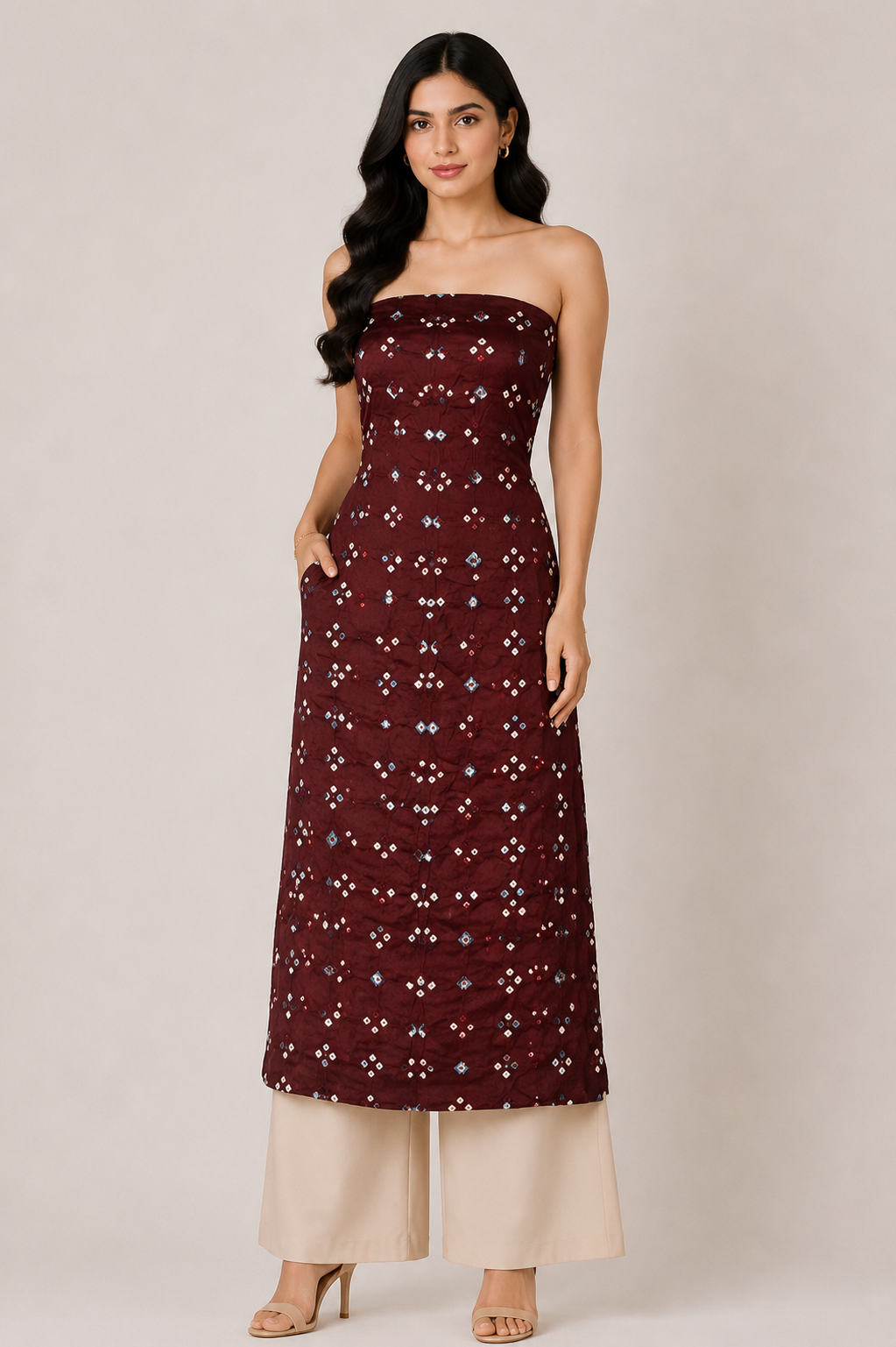 Multi (Bandhej - Tie Dye) Modal Silk Unstitched Kurta Fabric  Mtr Length  2.5 Mtr  Length  -  SKU : KH25801D