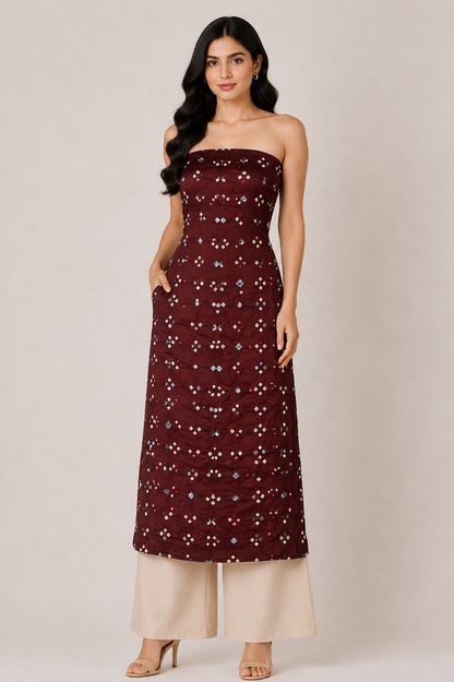 Multi (Bandhej - Tie Dye) Modal Silk Unstitched Kurta Fabric  Mtr Length  2.5 Mtr  Length  -  SKU : KH25801D