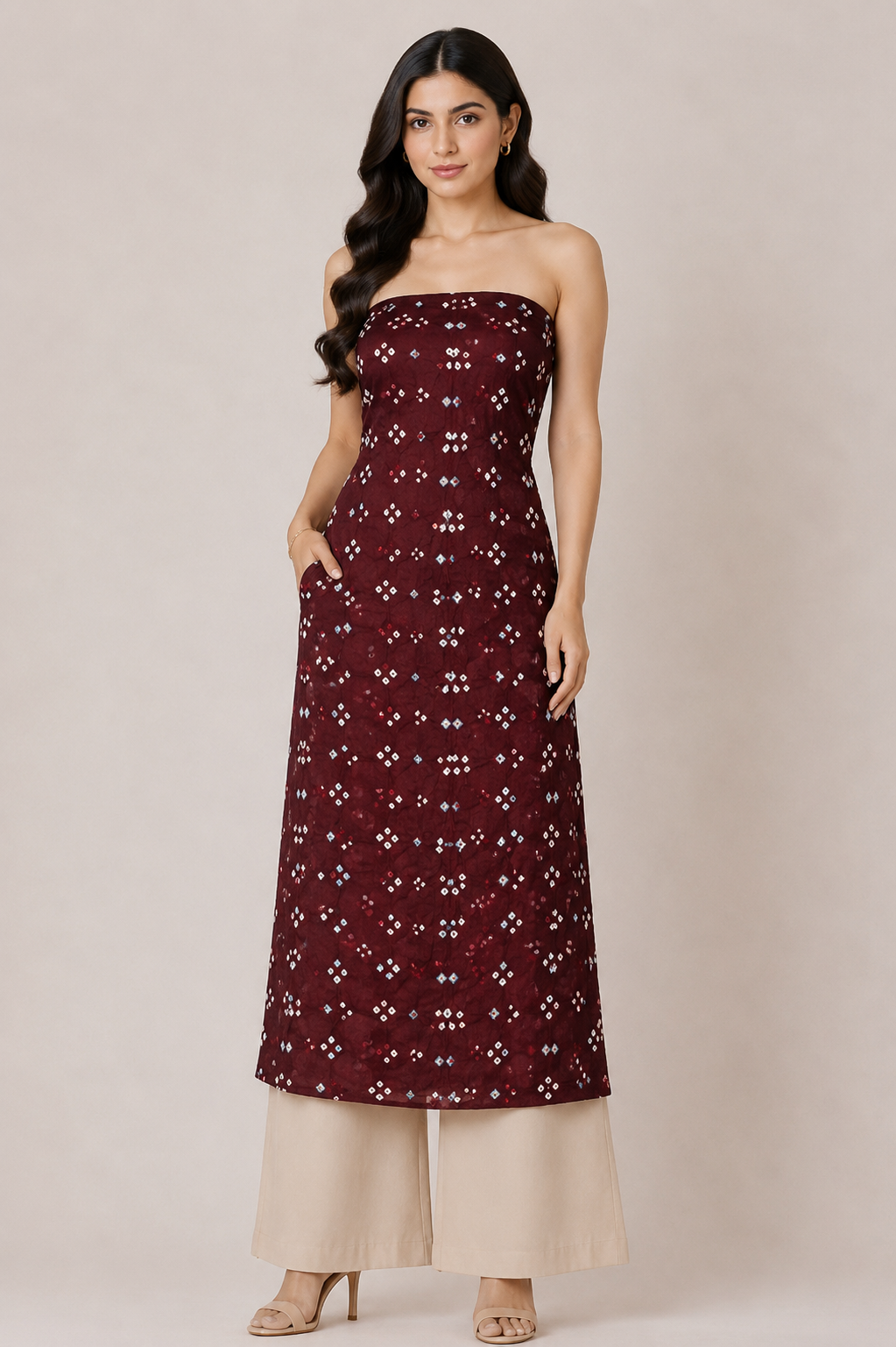 Multi (Bandhej - Tie Dye) Modal Silk Unstitched Kurta Fabric  Mtr Length  2.5 Mtr  Length  -  SKU : KH25801I